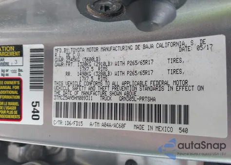 2017 Toyota Tacoma Trd Sport z USA, uszkodzony, nr VIN 3TMCZ5AN5HM089311